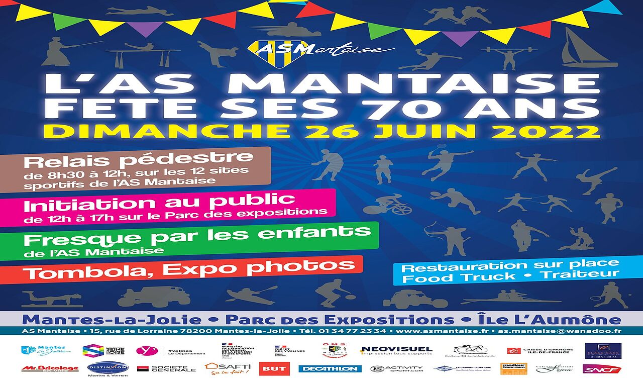 L'Association Sportive Mantaise fête ses 70 ans le 26 juin 2022 au Parc des Expositions