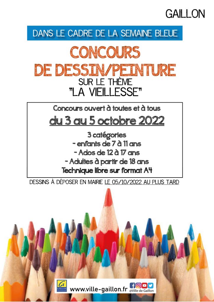 Concours de dessin Semaine Bleue à Gaillon du 3 au 5 octobre 2022