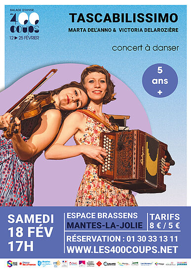 Spectacle concert à danser Tascabillissimo à Mantes-la-Jolie le samedi 18 février 2023
