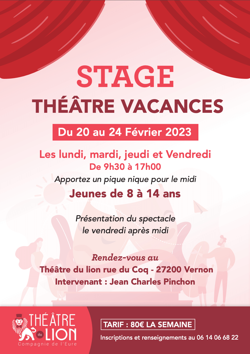stage de théâtre pour les 8 - 14 ans au Théatre du Lion du 20 au 24 février 2023