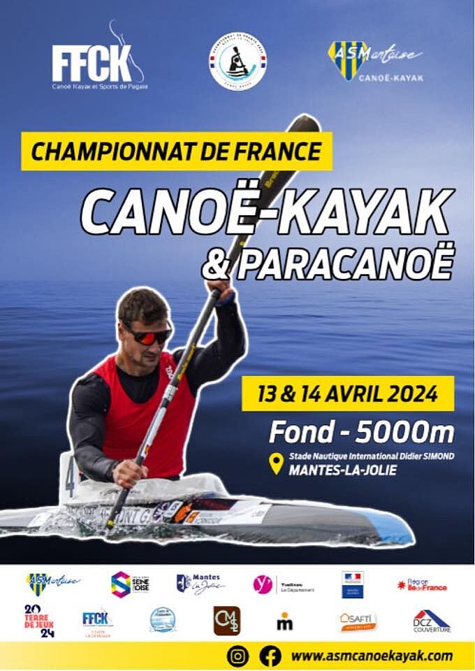 Championnats de France de Canoë Kayak de fond 2024 au Stade International Didier Simond de Mantes-la-Jolie les 13 et 14 avril 2024