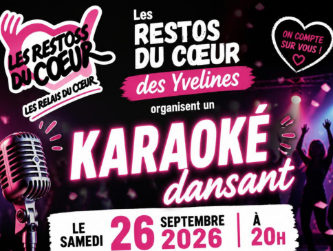 Karaoké dansant au profit des Restos du Cœur le samedi 26 septembre 2026 à Mantes-la-Jolie